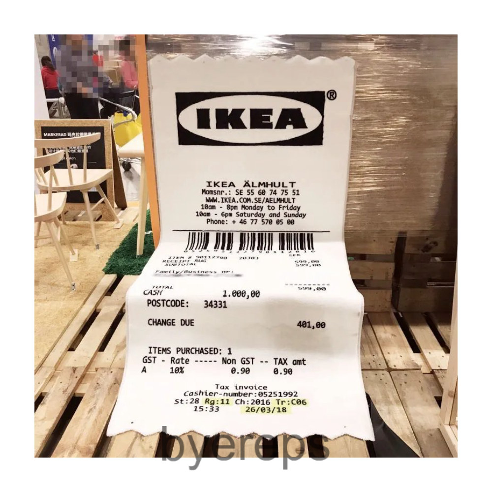 Ikea Markerad "RECEIPT" Rug
