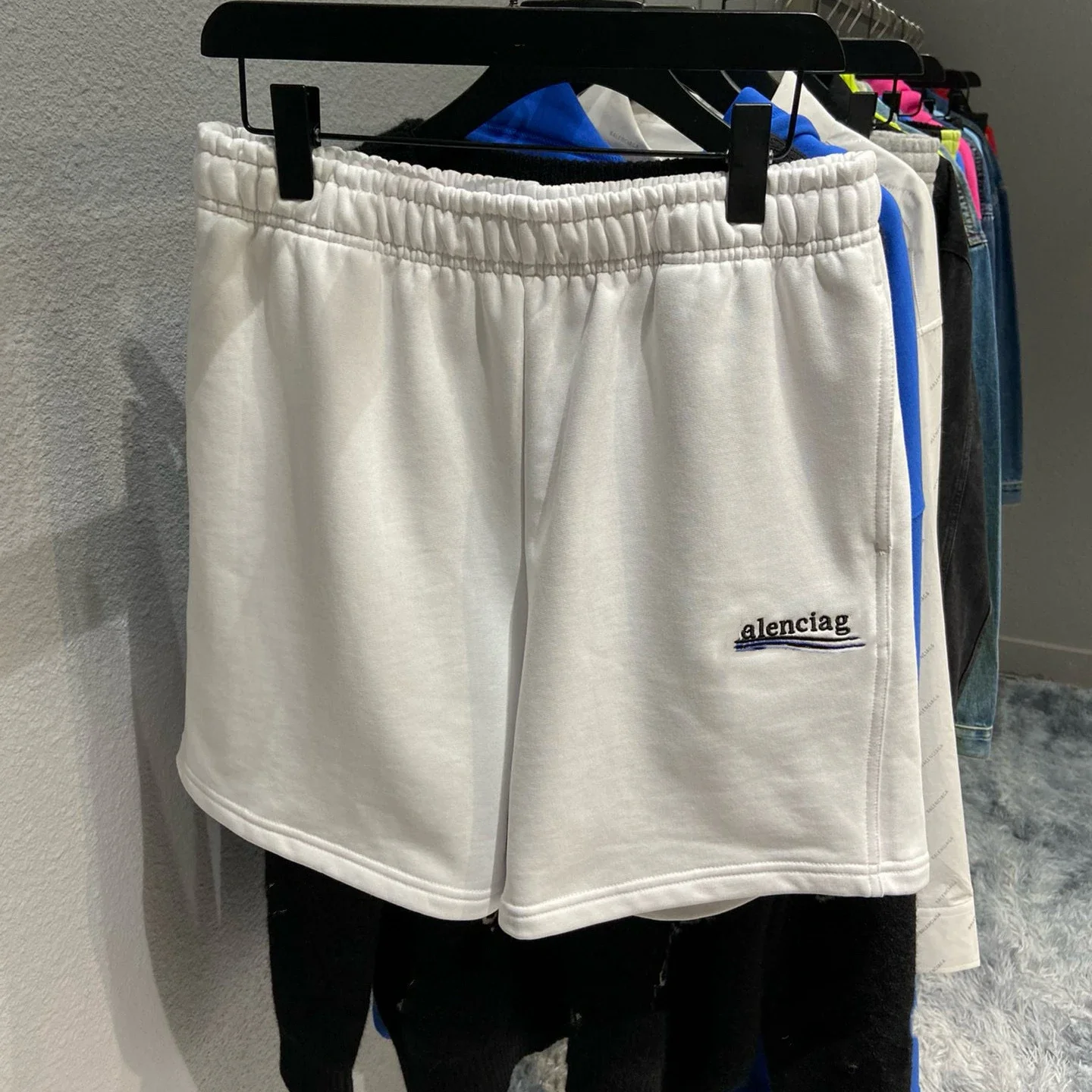 Logo Embroidered White Sweat Shorts