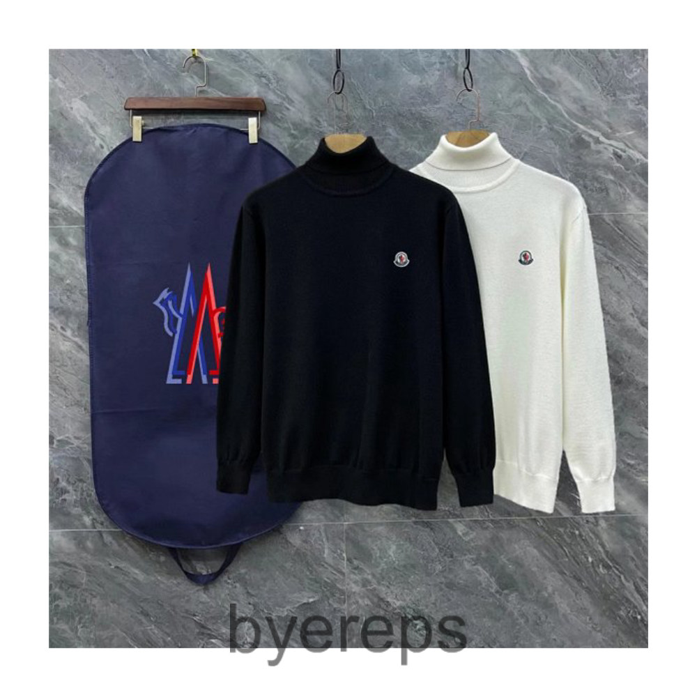 M0nc1er 3 Full Logo Embroidered Turtleneck Sweater