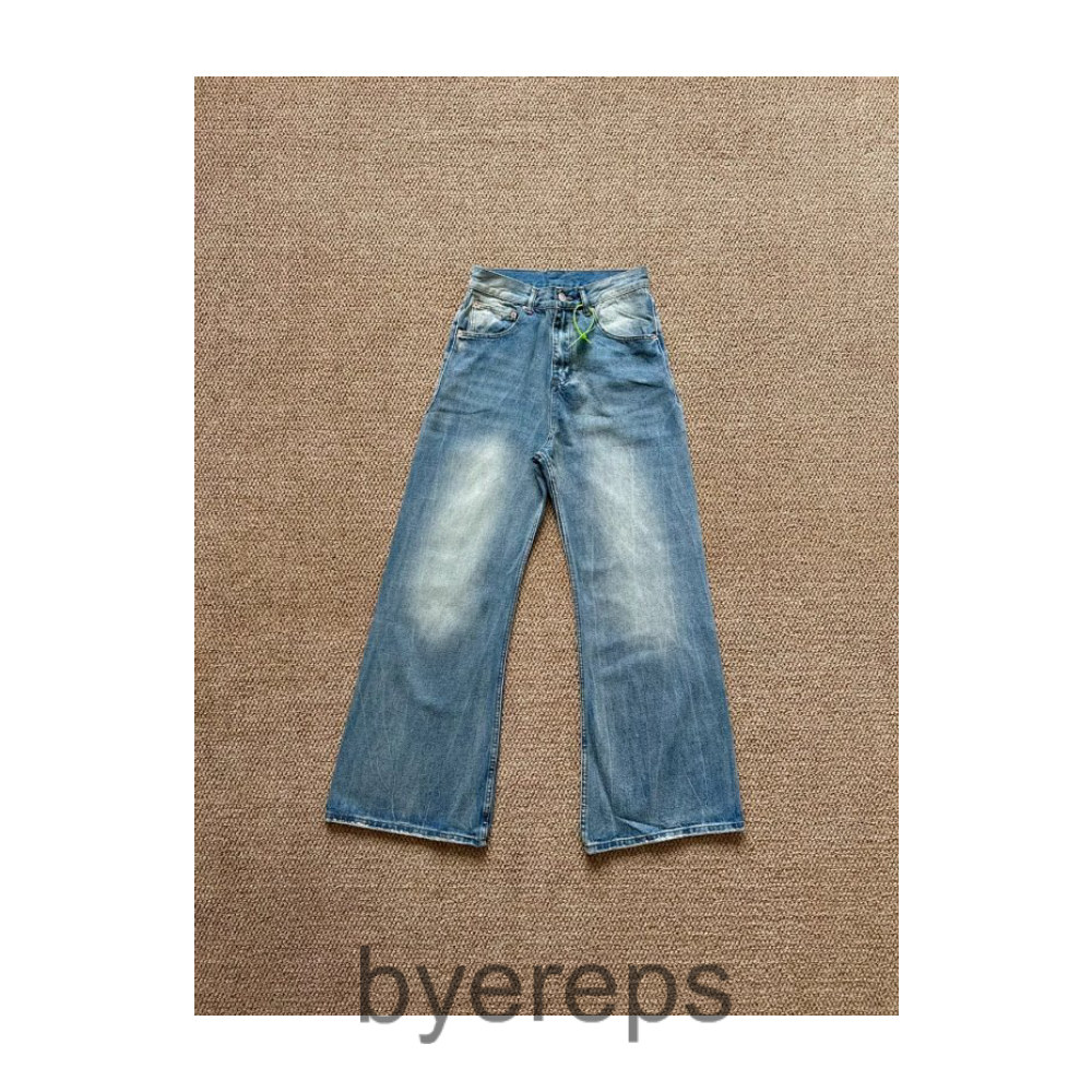 MM6 Branch Pattern Washed Old Micro Straight Jeans for Men and Women