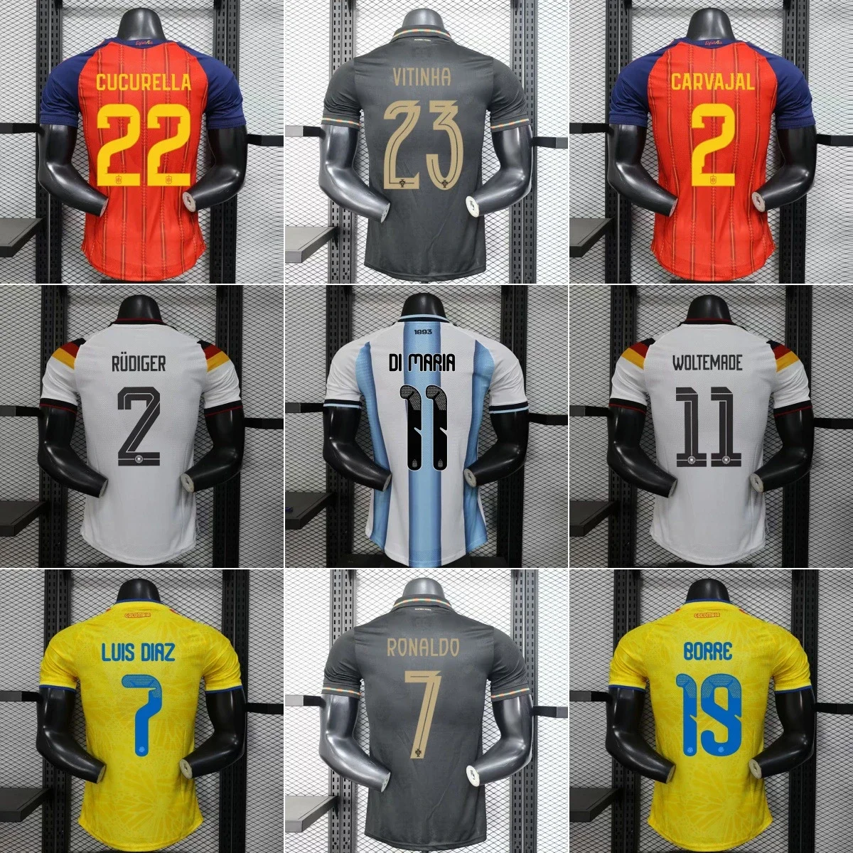 National Team Soccer Jersey Collection with Player Names & Numbers