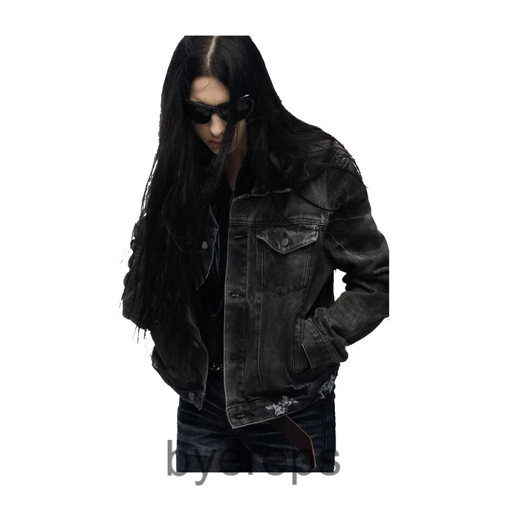 No E Mosen Lightning Crackle denim jacket