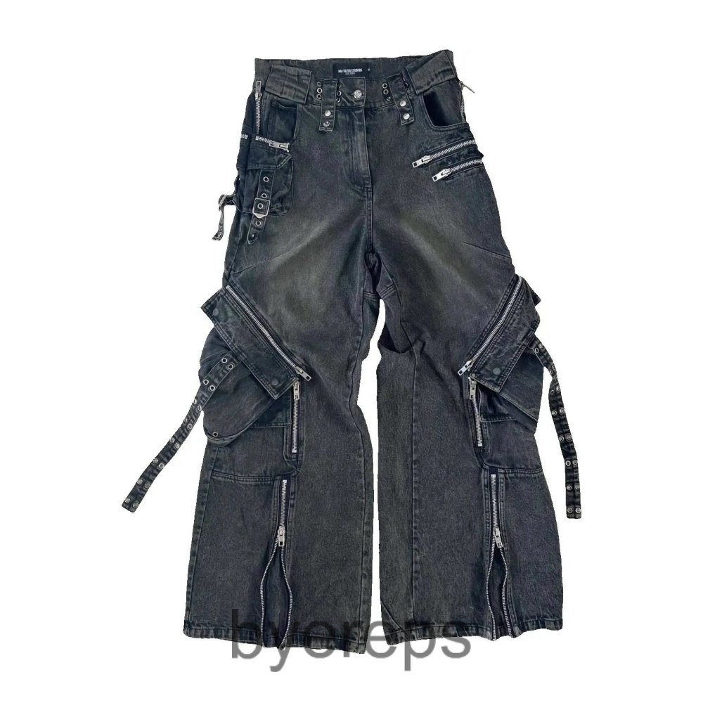 No Faith Studios Cargo flared denim