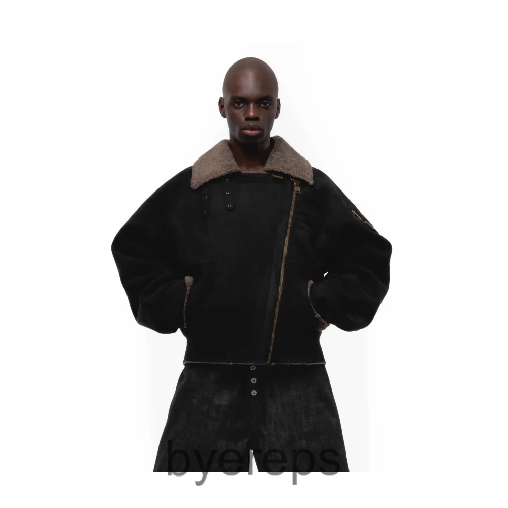 No Faith Studios Cashmere Leather Zip Up Jacket