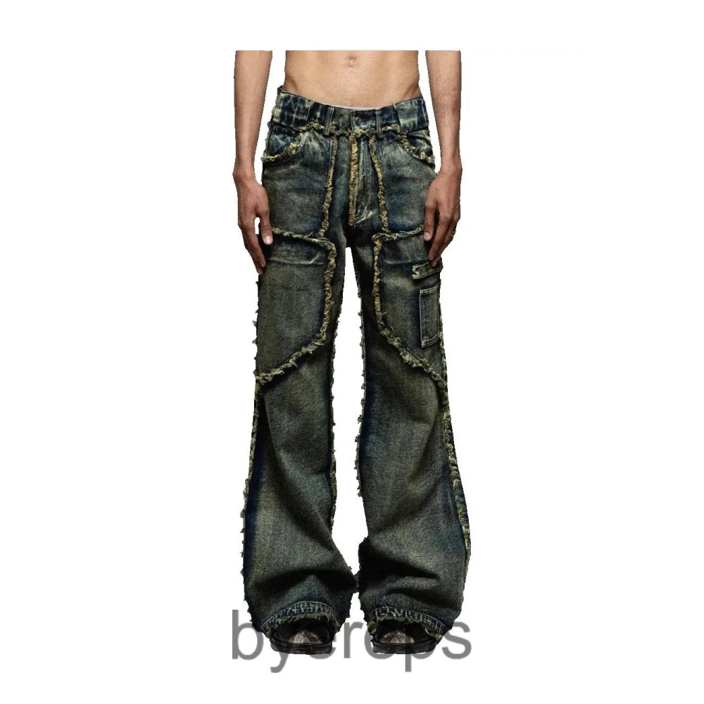 No Faith Studios Flared distressed denim