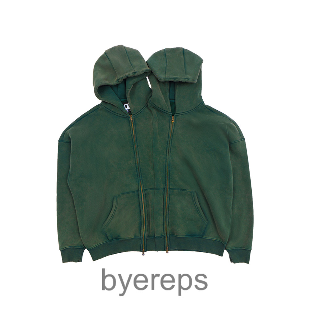 Nothingnessworld 23Aw "Confusion" Series Double Hood Distressed zip-up