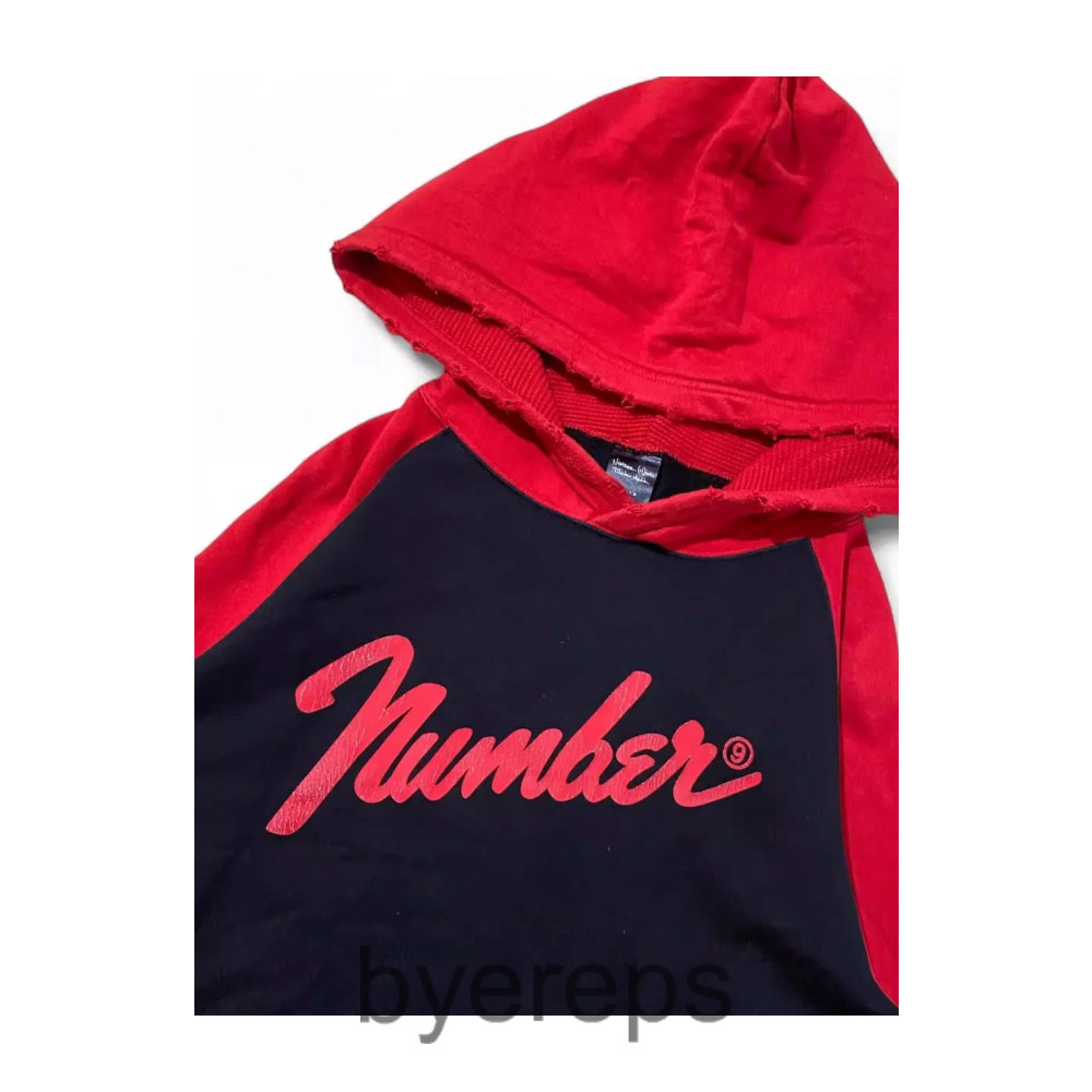 Number Nine Logo Hoodie Red
