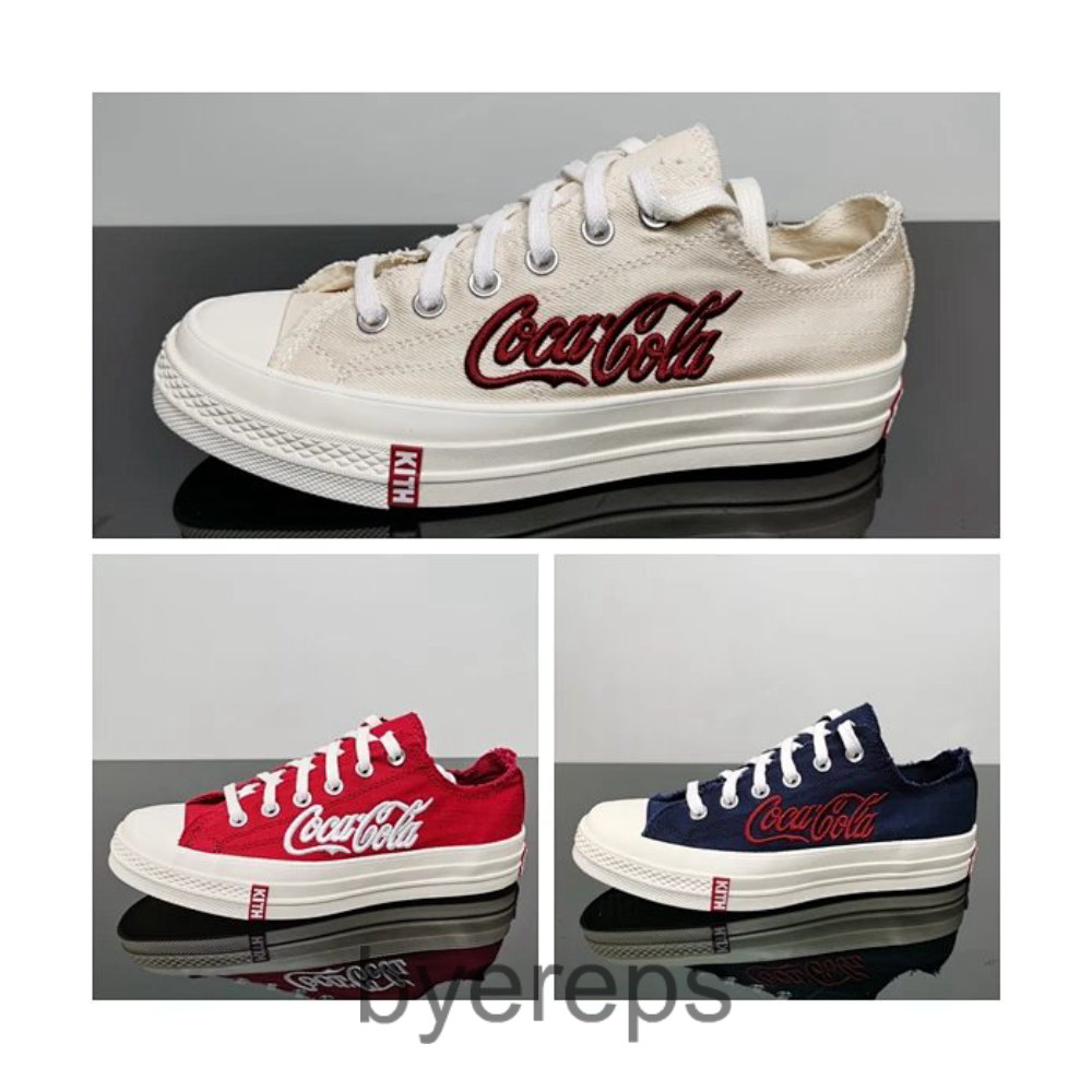 (one yard larger) Kith x Coca-Cola x Chuck 70 Low Correct Edition Vulcanized Blue Bottom 1970s Coca-Cola kith Tripartite Joint Low Canvas Shoes White Shoes