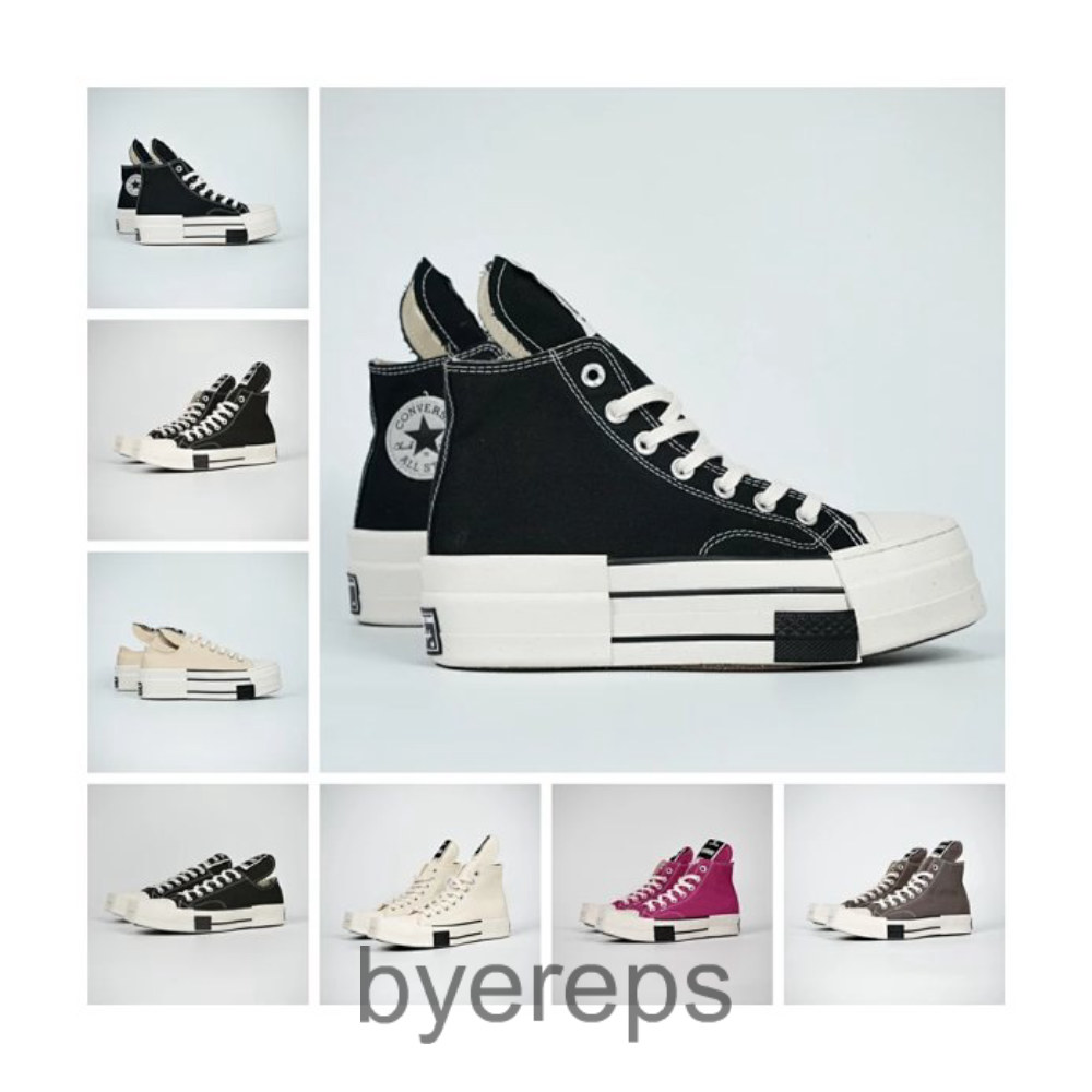 (one yard larger) RICK OWENS double bottom 1970s ro joint deconstruction canvas shoes board shoes A04954C a00130c
