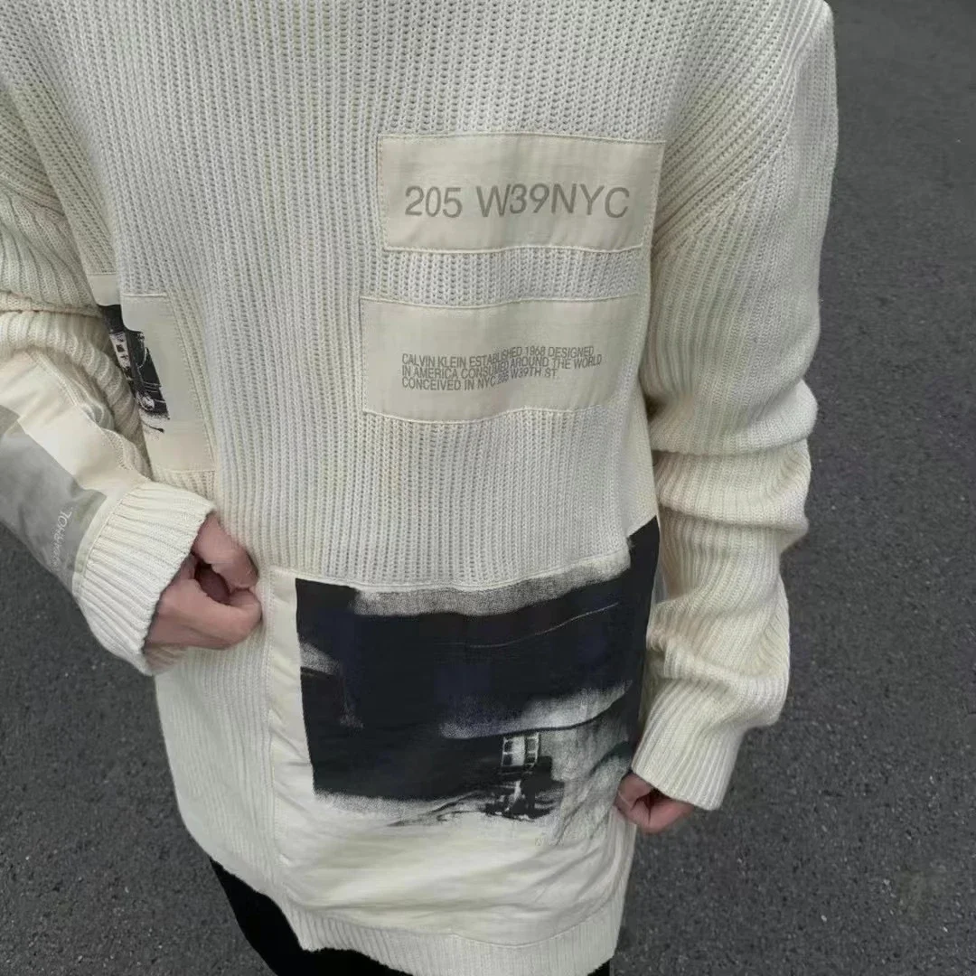 Photo Patchwork Knit Sweater