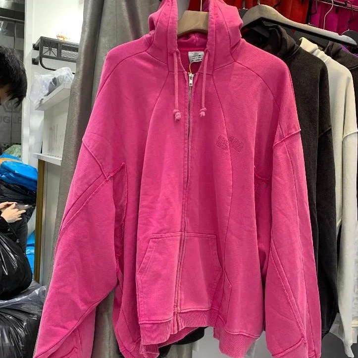 Pink Washed Zip-Up Hoodie