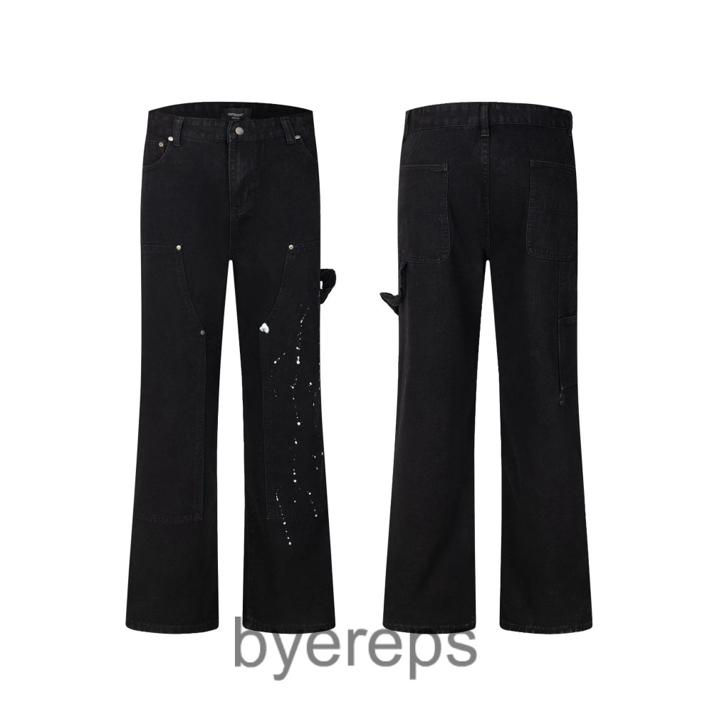 Represent paint splatter jeans