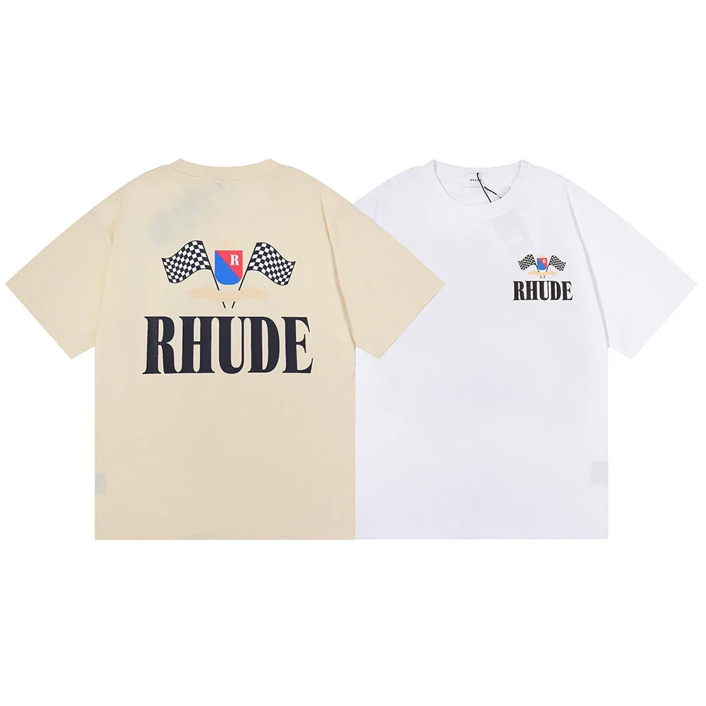 Rhude Checkered Flag Racing Logo T-Shirt