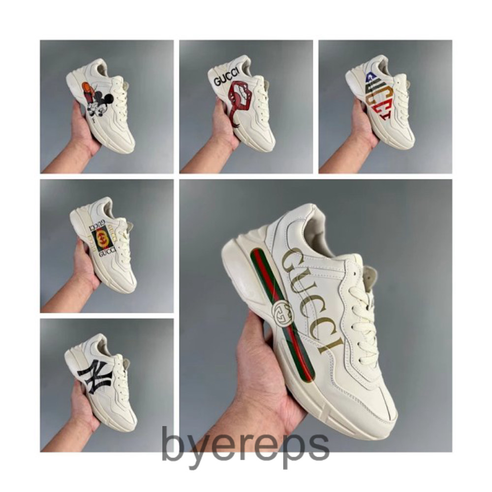 Rhyton Vintage Trainer Sneaker Daddy Shoes 3D Leather Corner Vintage Jogging Shoes Casual Shoes