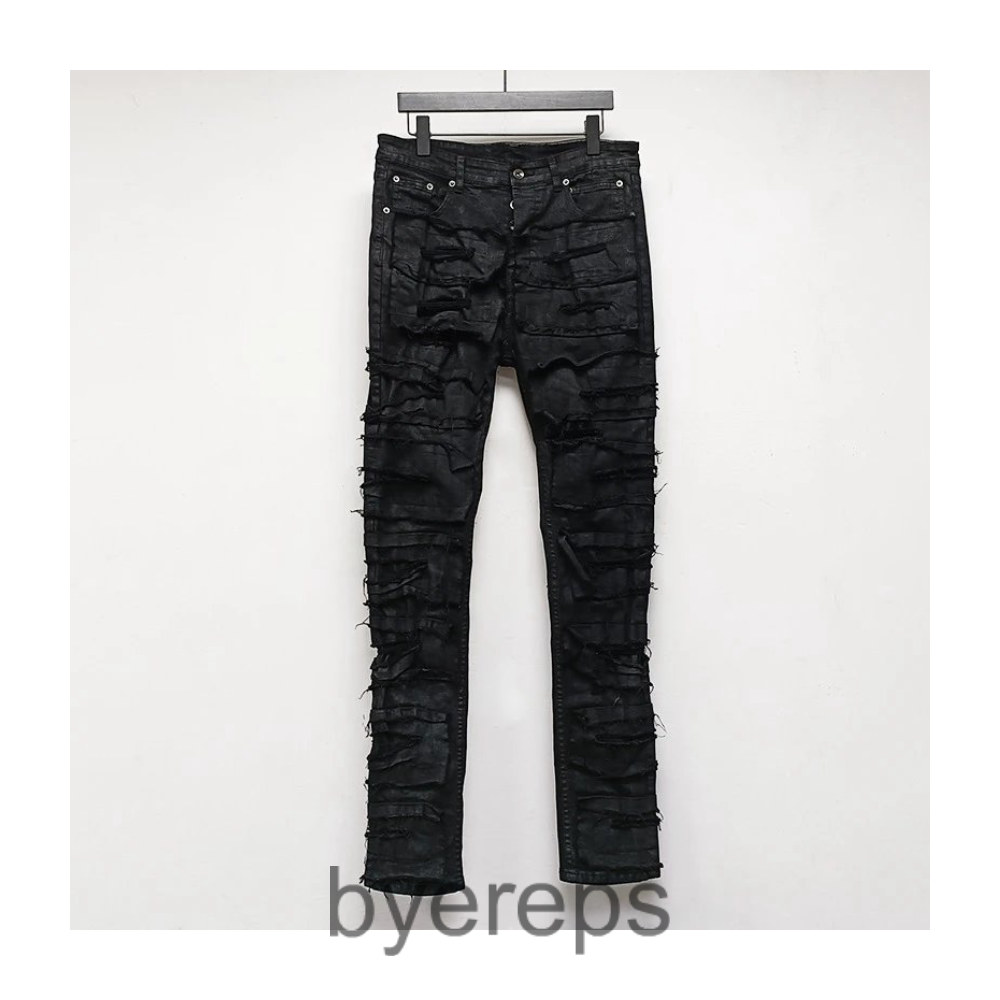 Rick Owens Destroyed Tyron Cut Denim (waxed) — photo 2 of 4