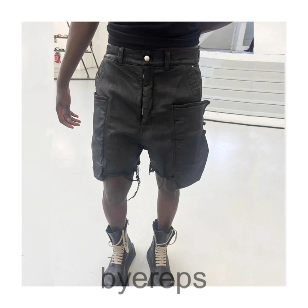 RIck Owens Waxed Denim Shorts — photo 2 of 4