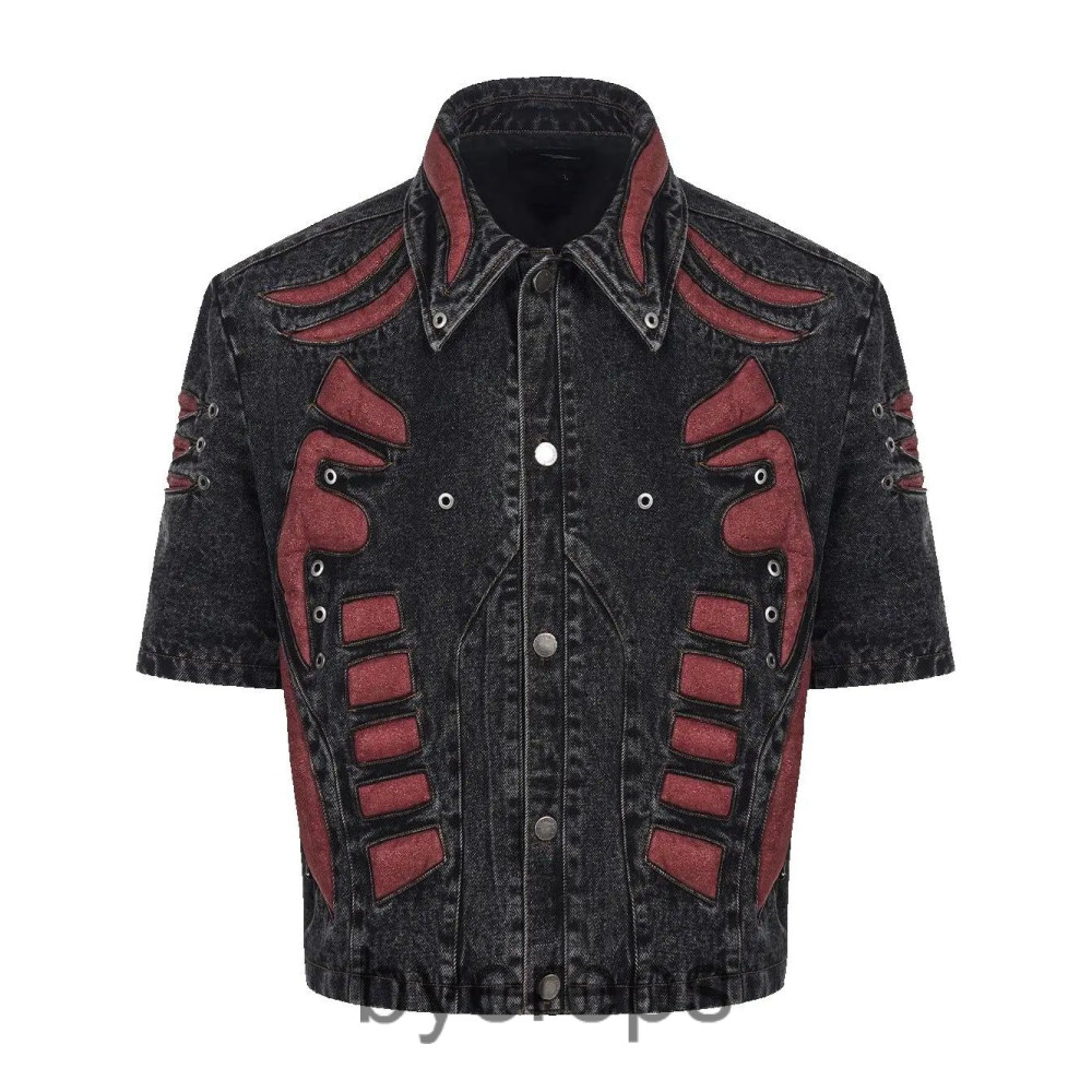 STARTEXCEEDEND Three-Dimensional skeleton patchwork denim jacket