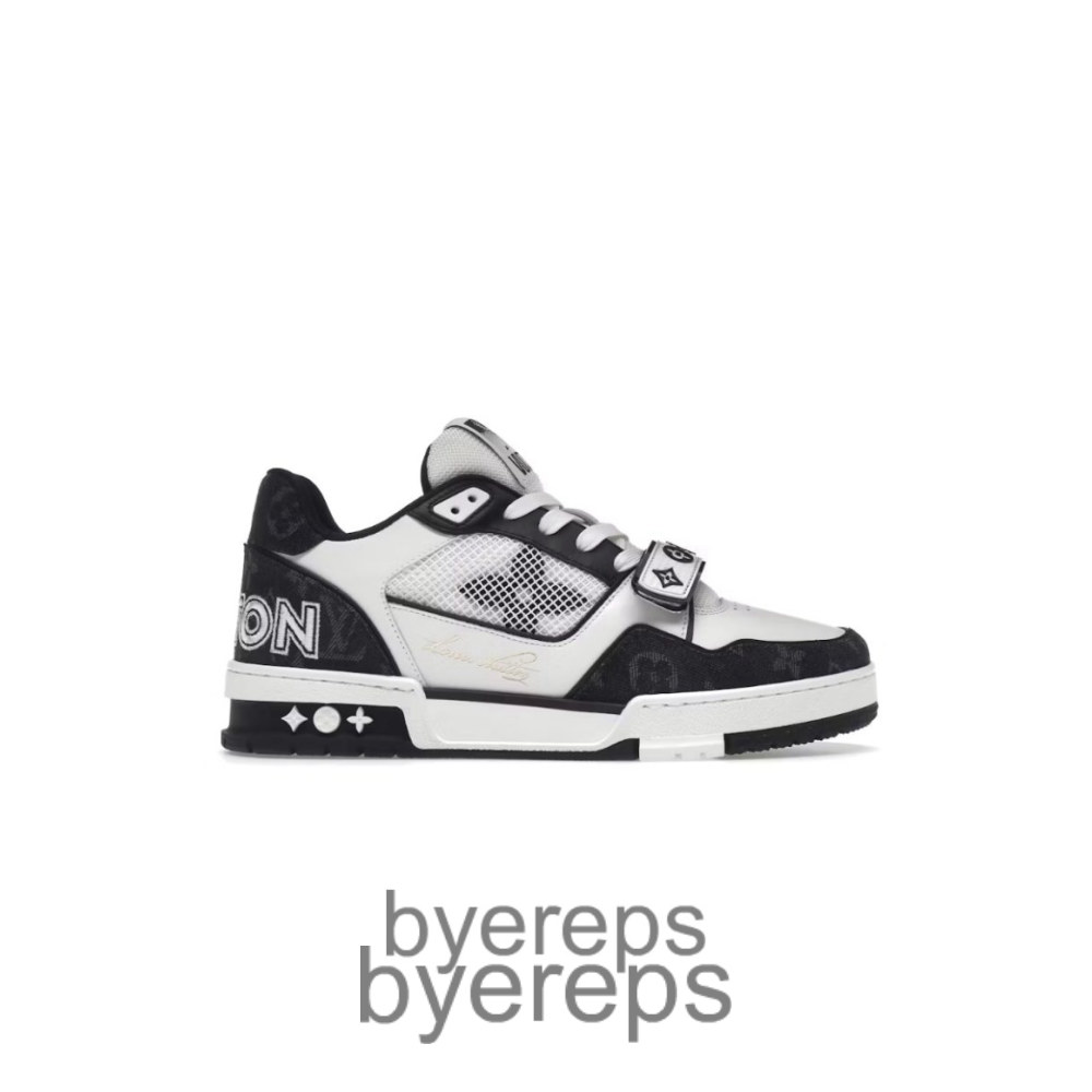 Trainer Velcro Strap Monogram Denim Black White