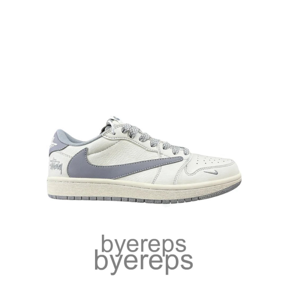 Travis Scott X Stussy X Air Jordan 1 Low White Grey