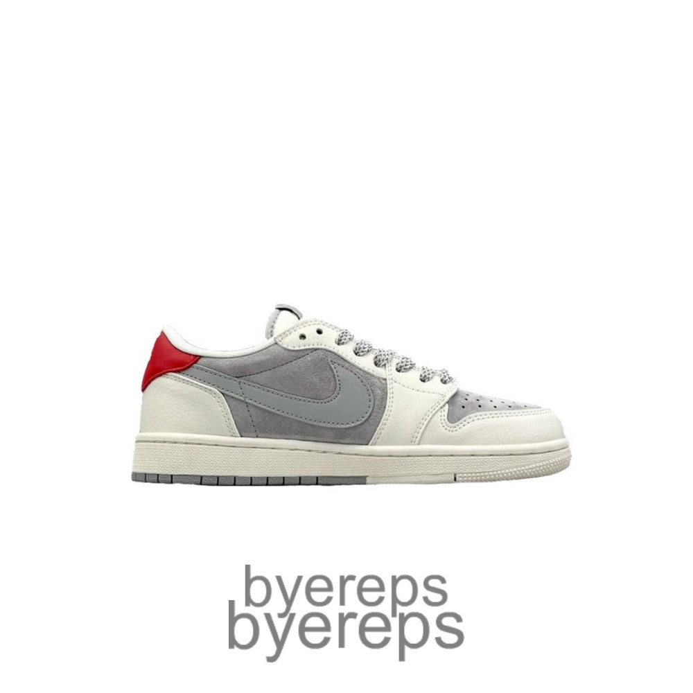 Travis Scott X Stussy X Air Jordan 1 Low White Grey Red