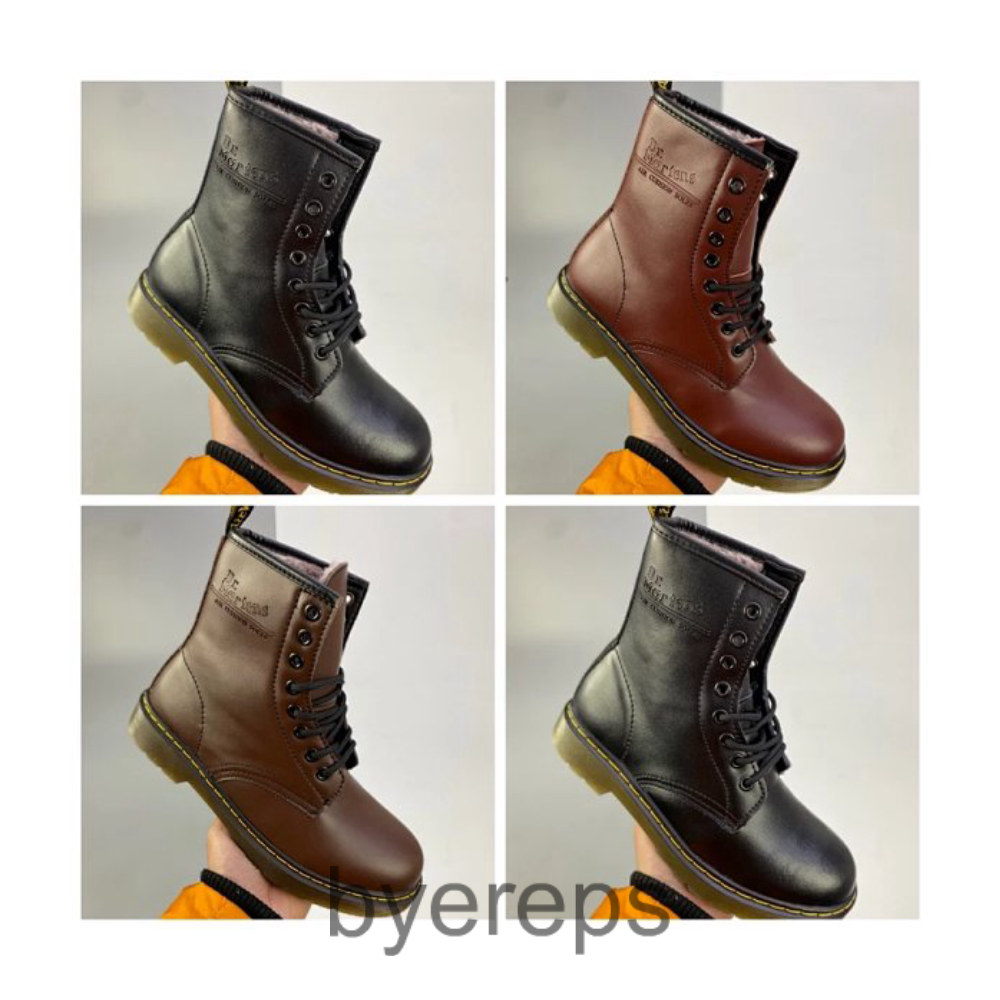 Velvet Dr.martens Martins 1460 High-top Series Men's and Women's Couple Casual Shoes Leather Shoes