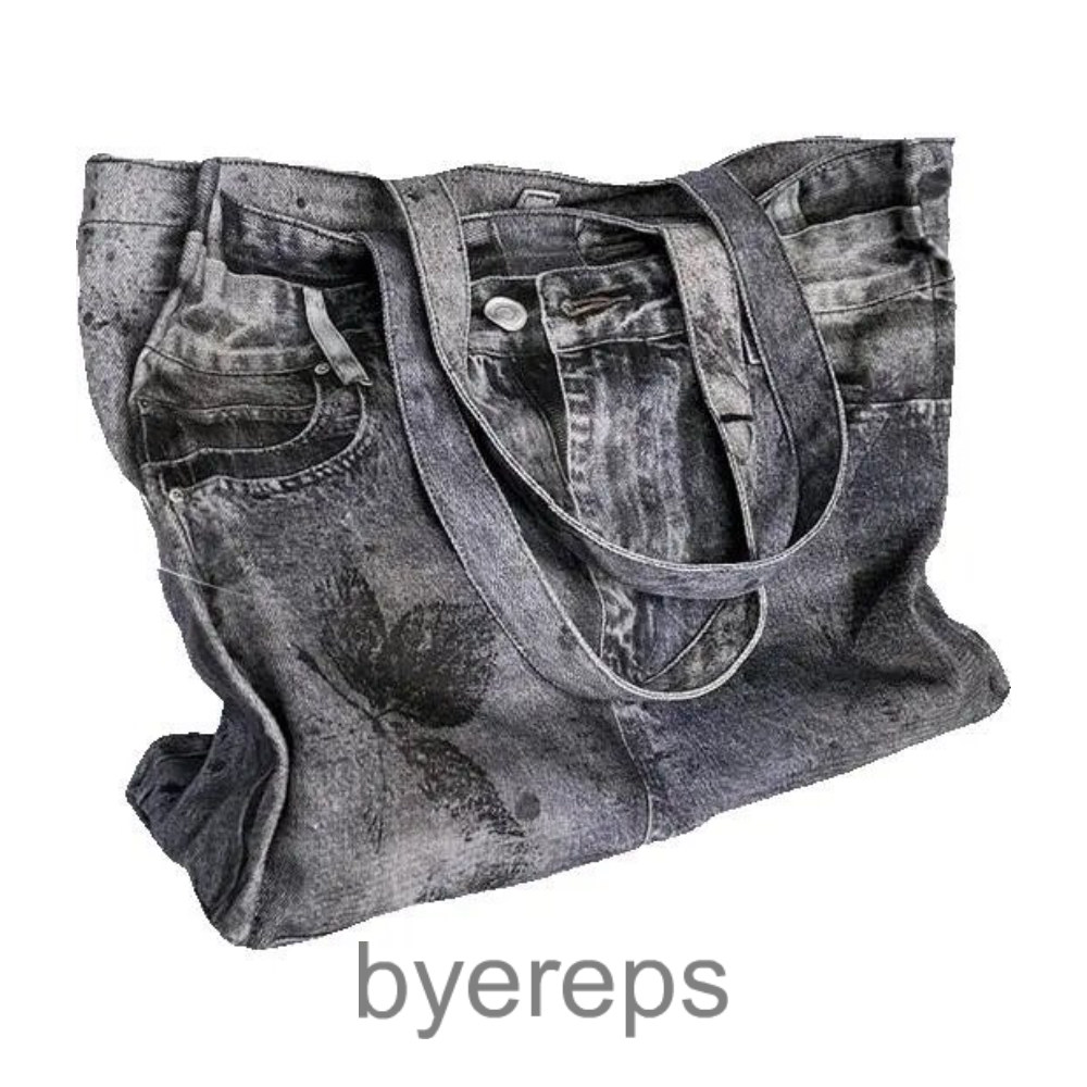 Wanna Lab Distressed large denim tote bag (2 colorways)