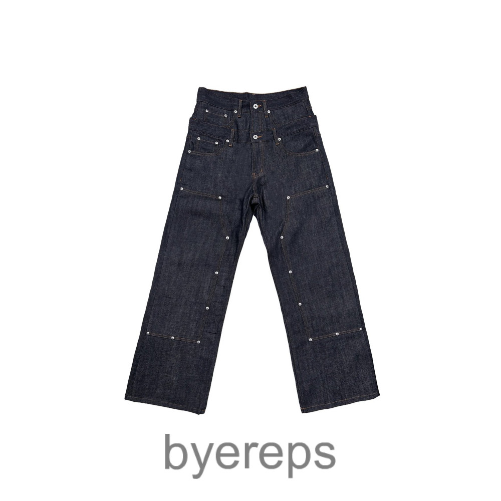 Wanna Lab Double waisted studded denim (2 styles)
