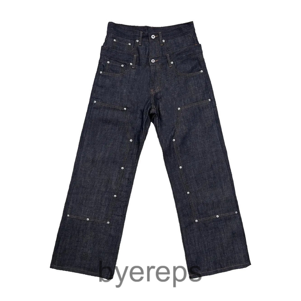 Wanna Lab Double waisted studded denim (2 styles)