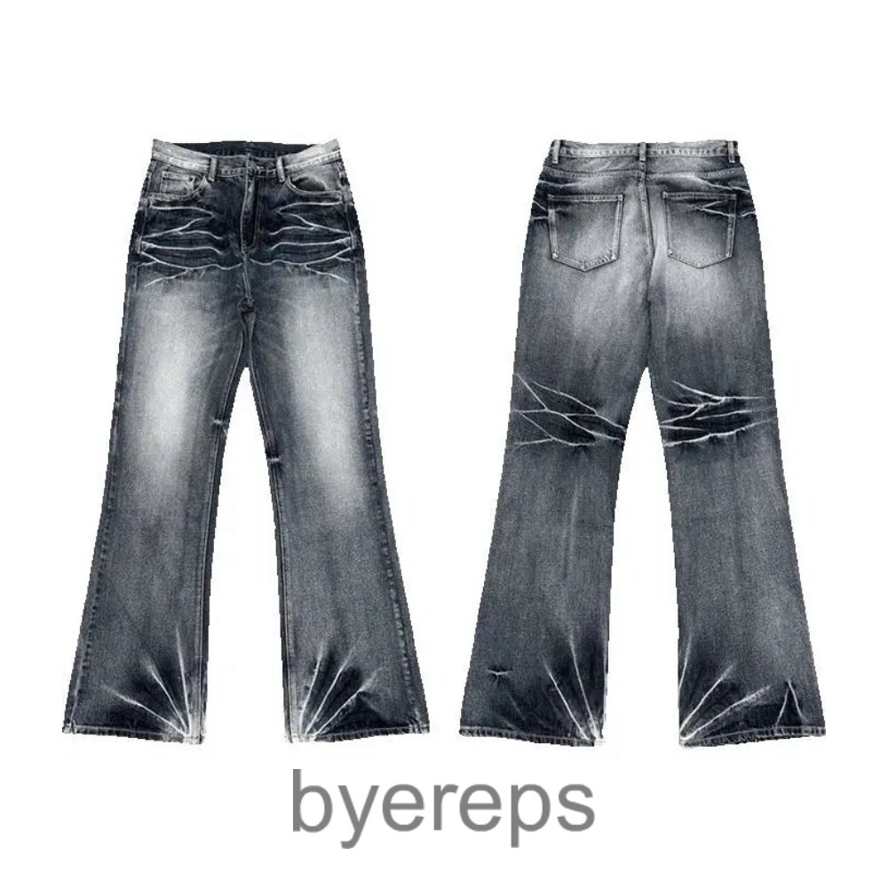Wanna Lab Washed Chrysanthemum flared denim