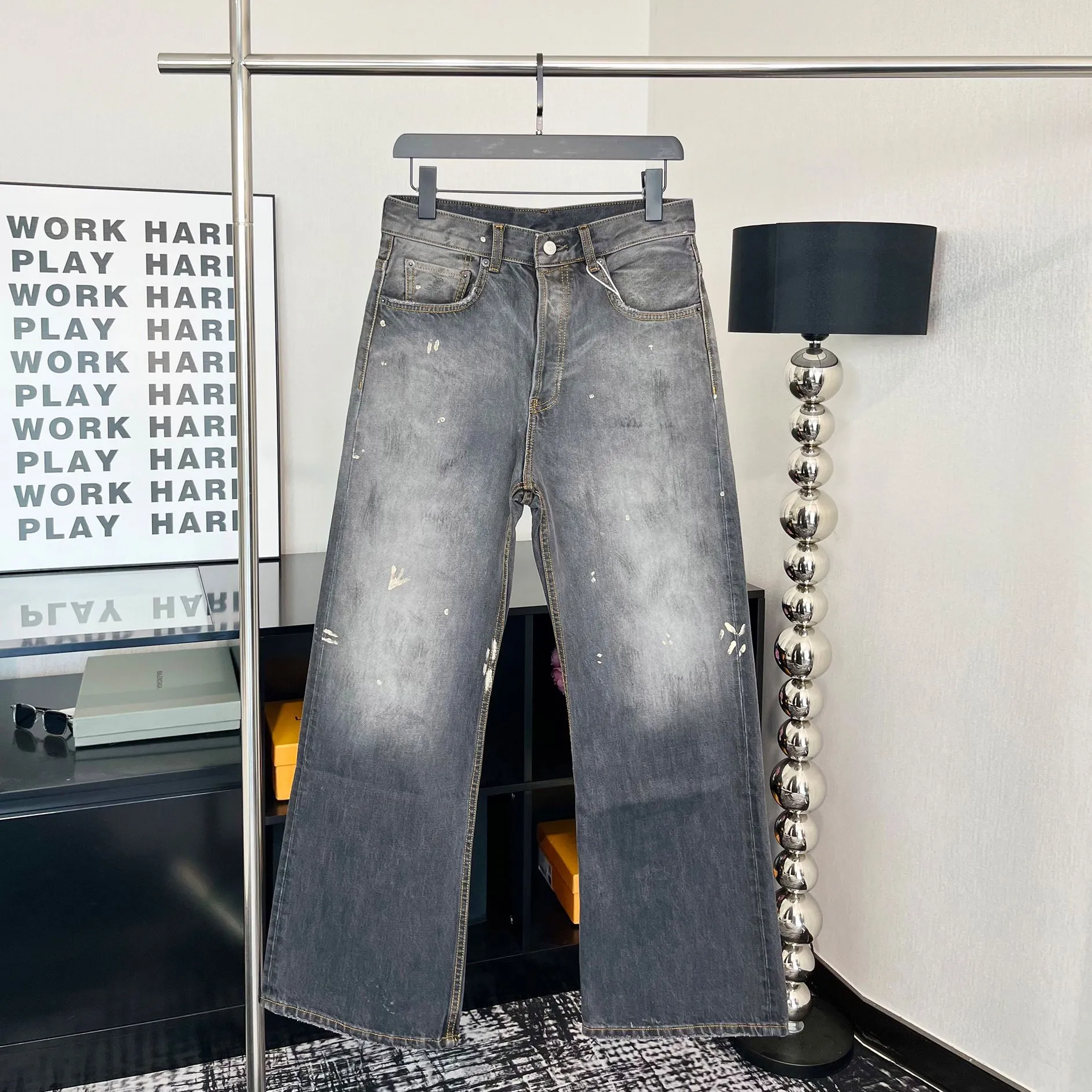 Washed Paint Splatter Jeans