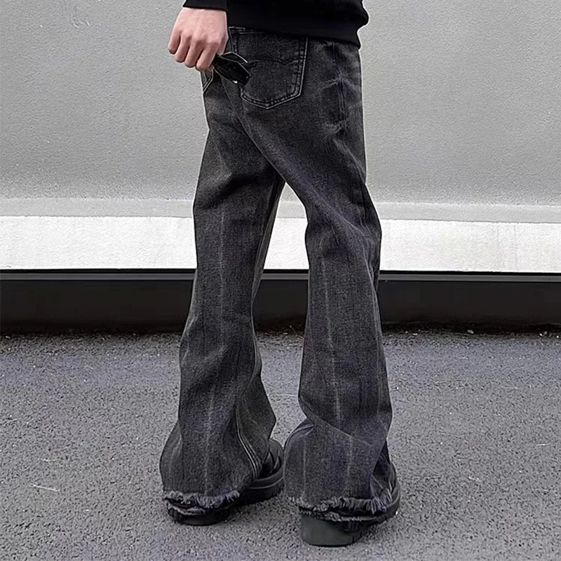 Washed Wide-Leg Flared Jeans
