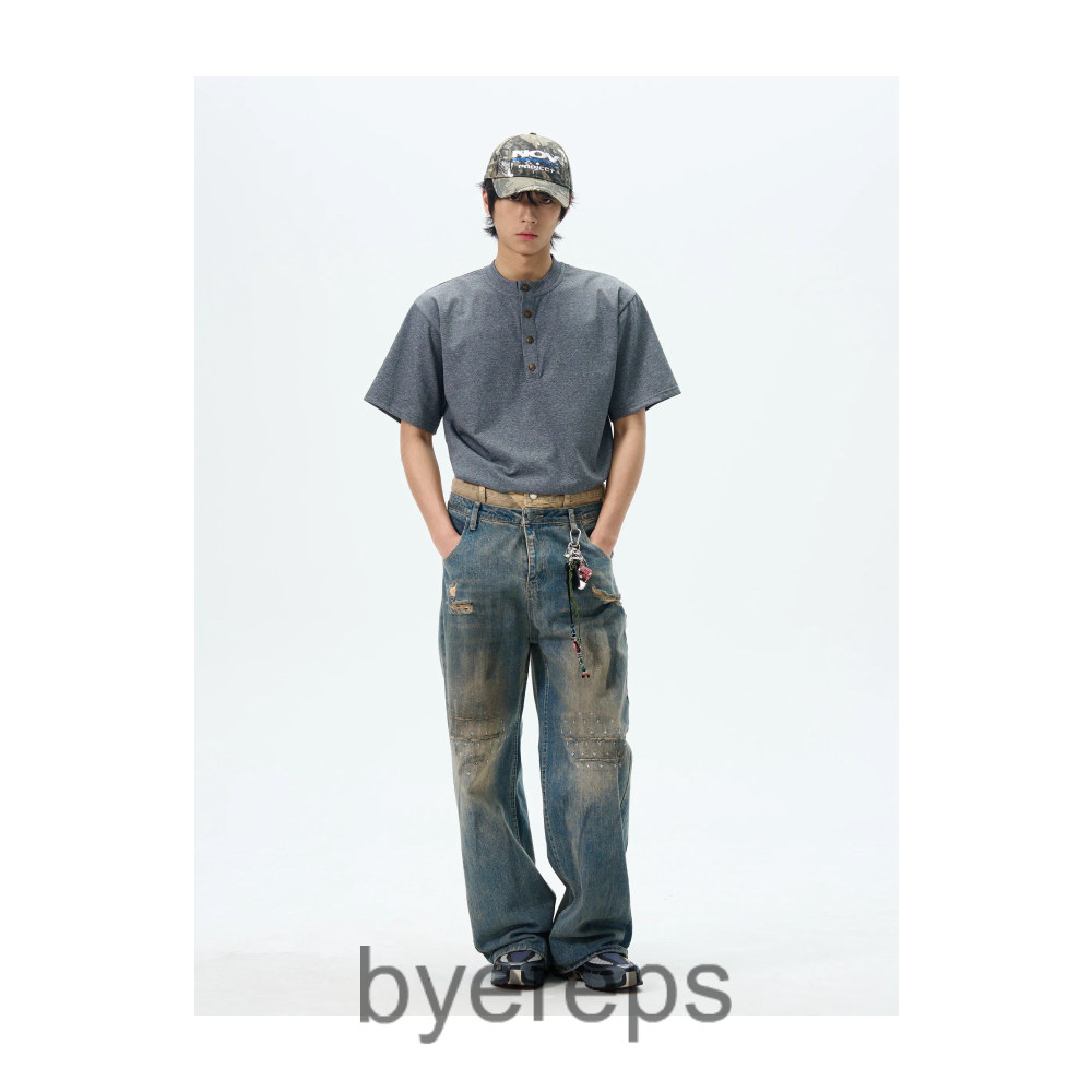 Unbranded Yellow Mud Dyed Double Waist Jeans — photo 4 of 4
